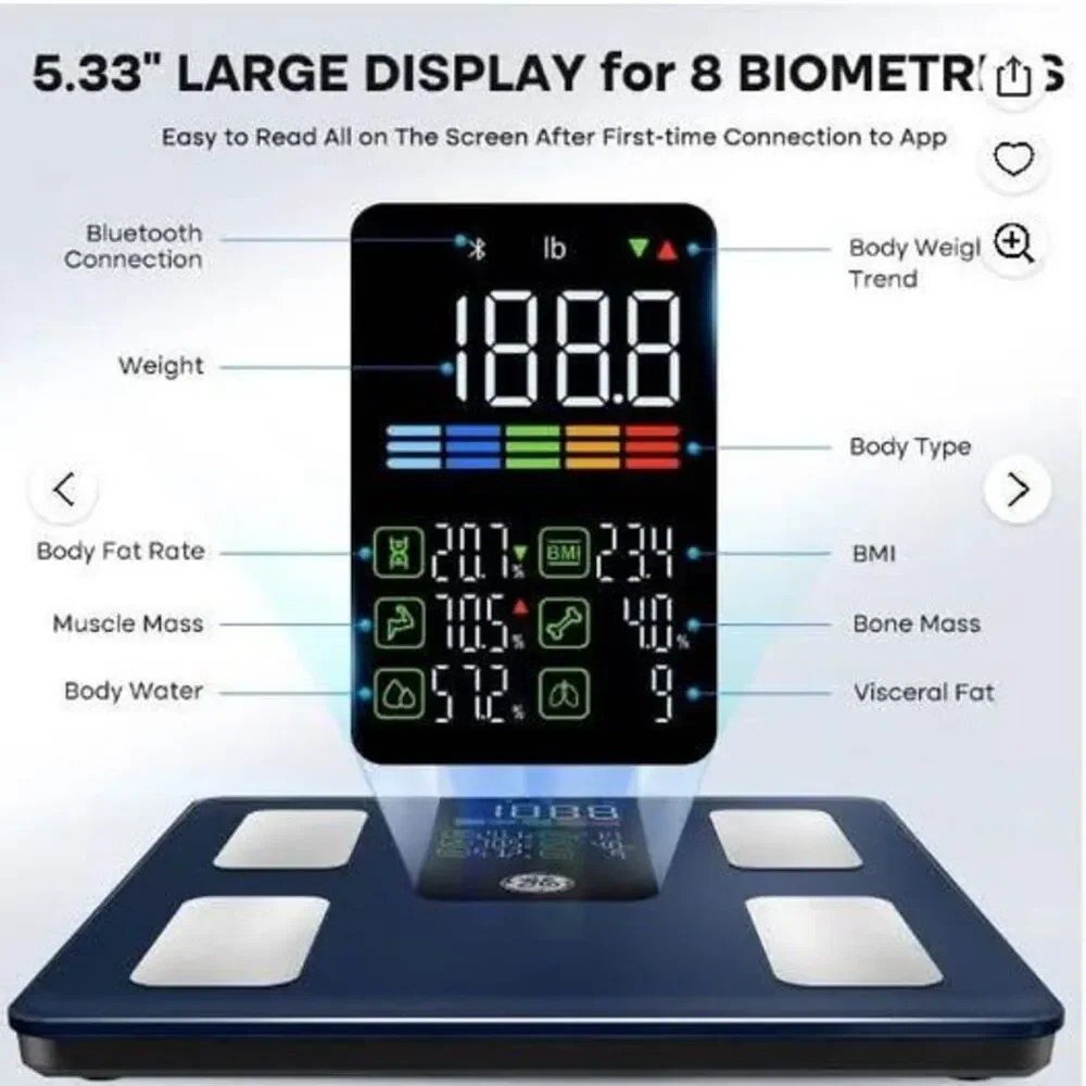 Fit Plus Smart Body Fat Scale with Bluetooth,500 LB Capacity